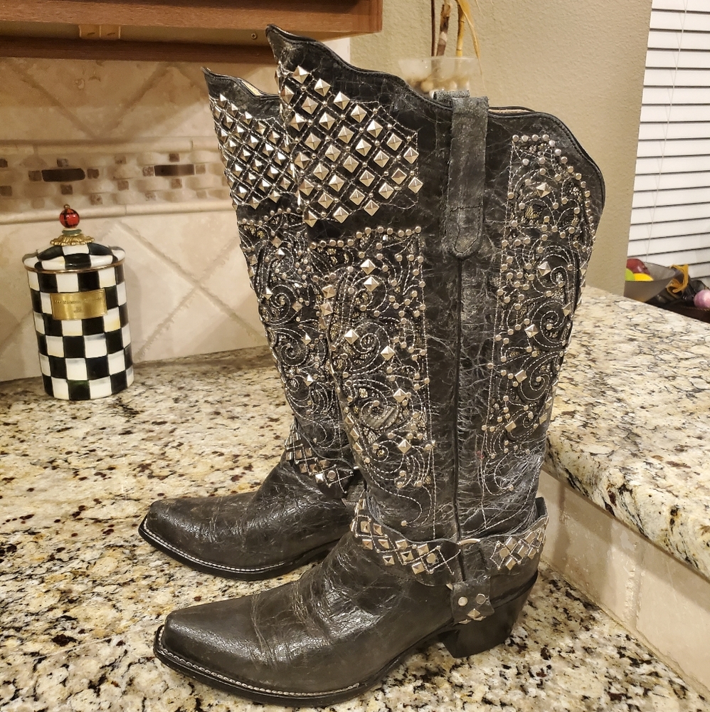 Ferrini Custom Hand Crafted Grey Distressed boots
